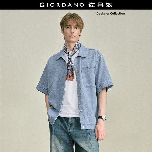 Giordano/佐丹奴牛仔衬衫单口袋