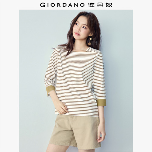 Giordano/佐丹奴七分袖方领T恤
