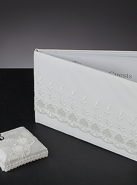 6款婚礼用品 优雅蕾丝签名簿 签到本 签名册 签到笔 婚庆