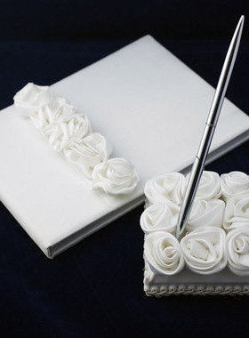 10款婚庆用品 绽放的玫瑰 西式婚礼签到册 签名本 签到笔 白色