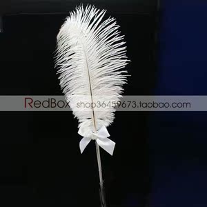 RedBox结婚用品 婚礼商务会议签到 宾客签名笔 大羽毛签到笔 白色