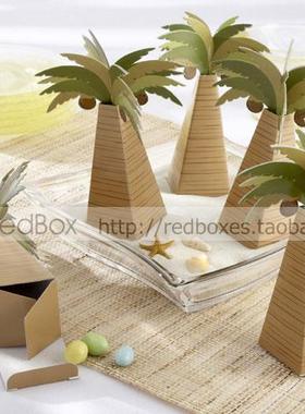 RedBox喜糖包装婚庆结婚用品 夏季海洋婚礼,迷你棕榈树喜糖盒12个