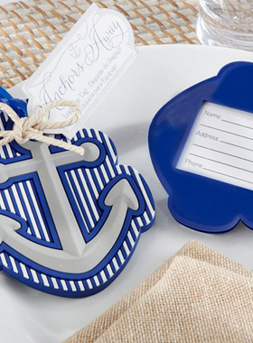 RedBox婚庆用品 西式结婚回礼小礼品 蓝色船锚行李牌 婚礼小物