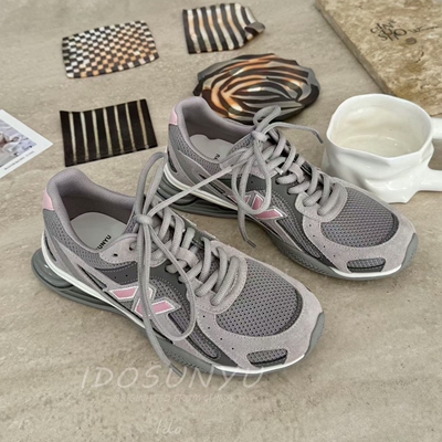 IDO/TT牛皮透气网气垫厚底休闲鞋