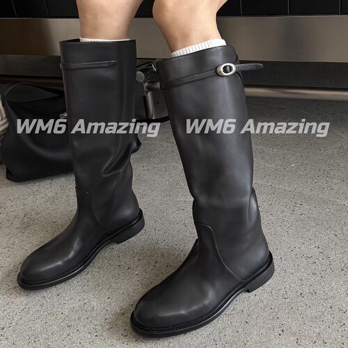 WM6牛皮极简百搭高筒骑士靴