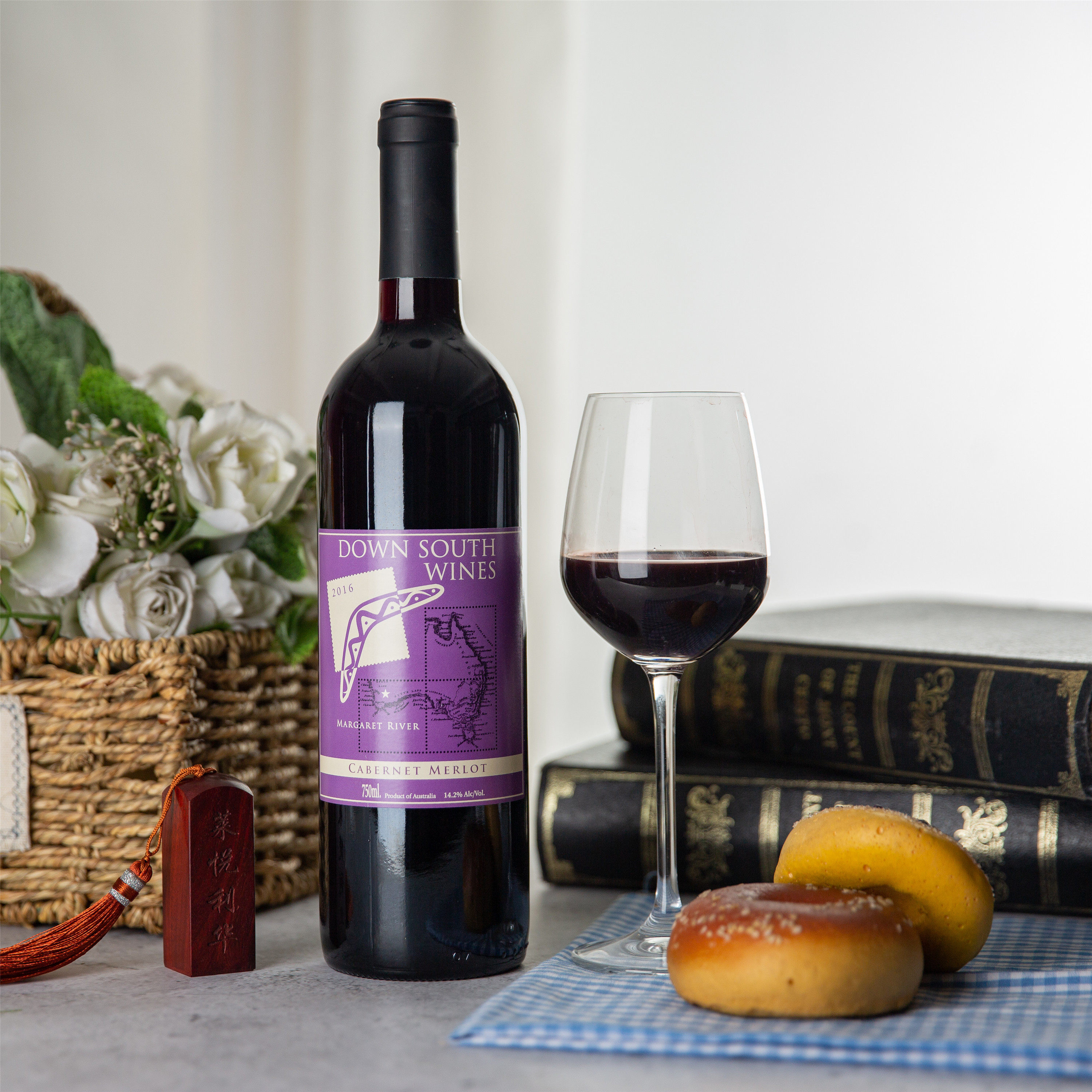 澳大利亚澳瀚酒庄美乐红葡萄酒酒体柔顺果香浓郁down south wines