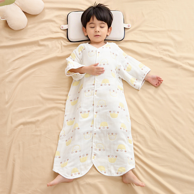 暖梦婴儿纱布睡袋宝宝春夏季五分袖睡衣家居服儿童四季防踢被神器