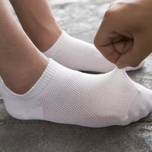 韩袜纯棉男纯色夏季薄款网眼透气运动袜子浅口低帮短筒船袜全棉袜
