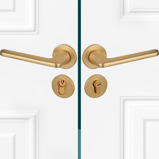 房间对开门锁磁吸室内分体卧室静音子母双开门锁具真假锁家用简约