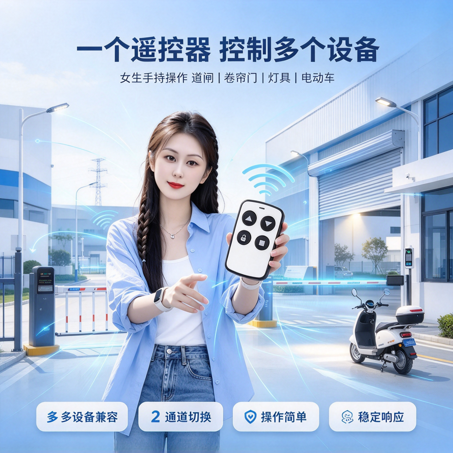 2合一多频4键对拷遥控器 四筒4键多设备合集 道闸 卷帘门灯具书柜