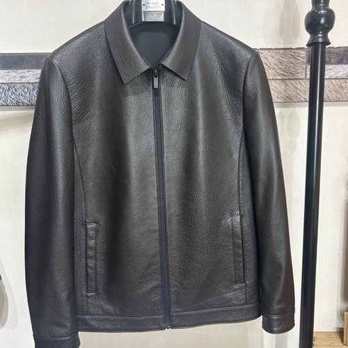 鹿皮皮衣男士翻领皮夹克休闲深色外套装上衣库存皮衣