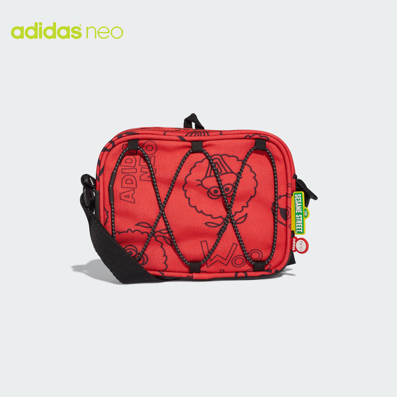 Adidas阿迪达斯夏季新款红色单肩包男女运动斜挎包凉鞋背包