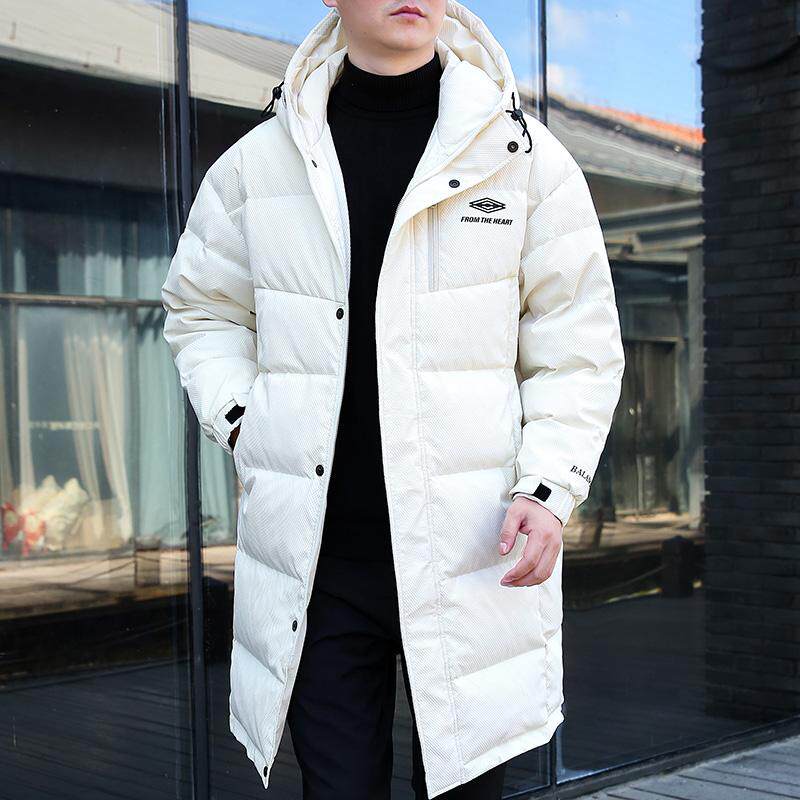 冬季新款中长款男羽绒服胖子加肥加大码潮牌纯色加厚抗寒外套大衣