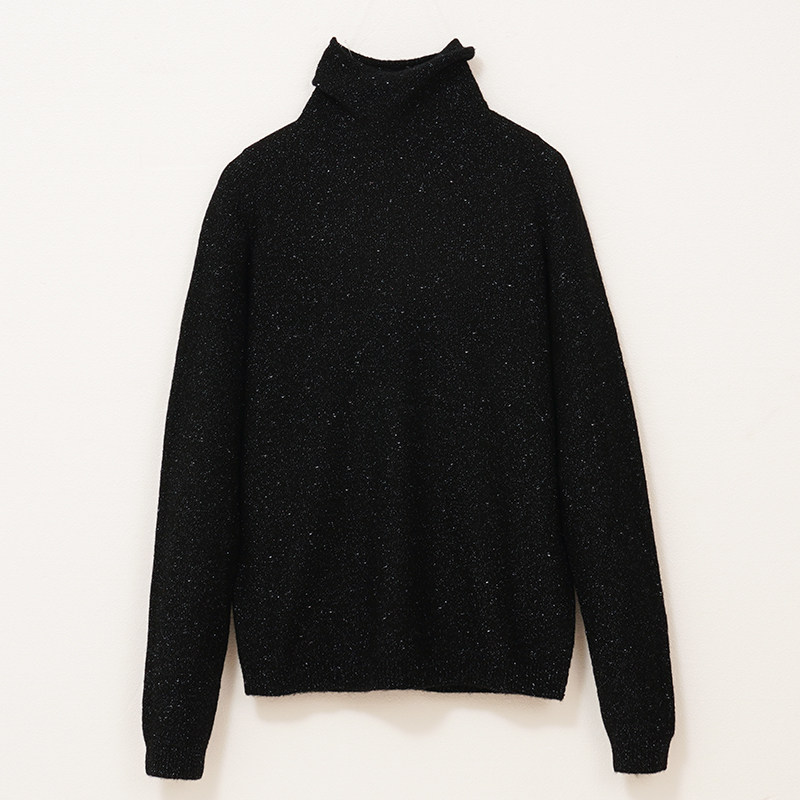 堆堆领全羊毛打底衫金豆豆一线成衣套头针织衫直筒纯色通勤内搭