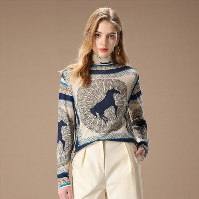 宽松秋冬薄款复古精纺针织打底衫