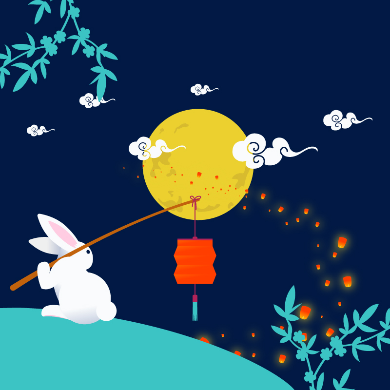 日式和风桌布包裹便当礼物盒月兔