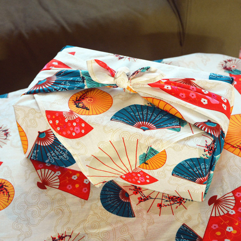 日式和风桌布包裹布风吕敷便当布包袱皮圣诞节礼物盒包装布扇与伞