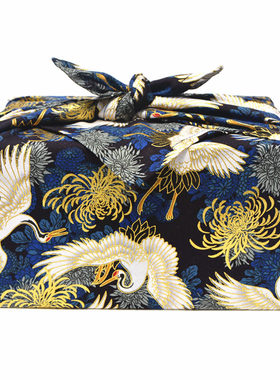 日式和风全棉便当布风吕敷包袱皮方巾圣诞节新年礼物包装布菊与鹤