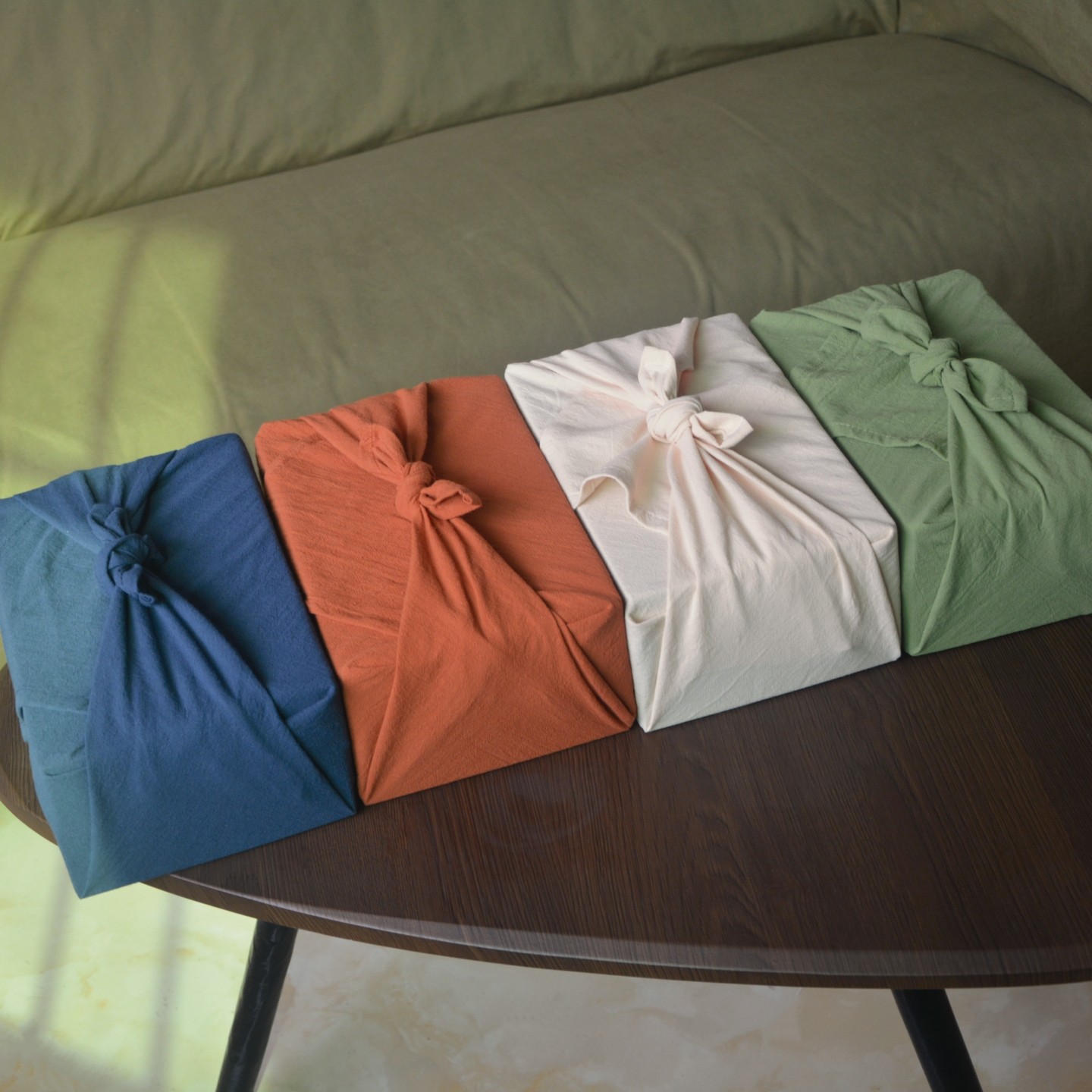 日式纯色水洗棉桌布包裹风吕敷包袱皮圣诞新年糕点茶叶礼盒包装布