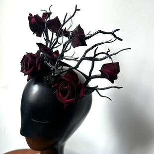 暗黑玫瑰枯枝夸张表演头饰 T台走秀 万圣节