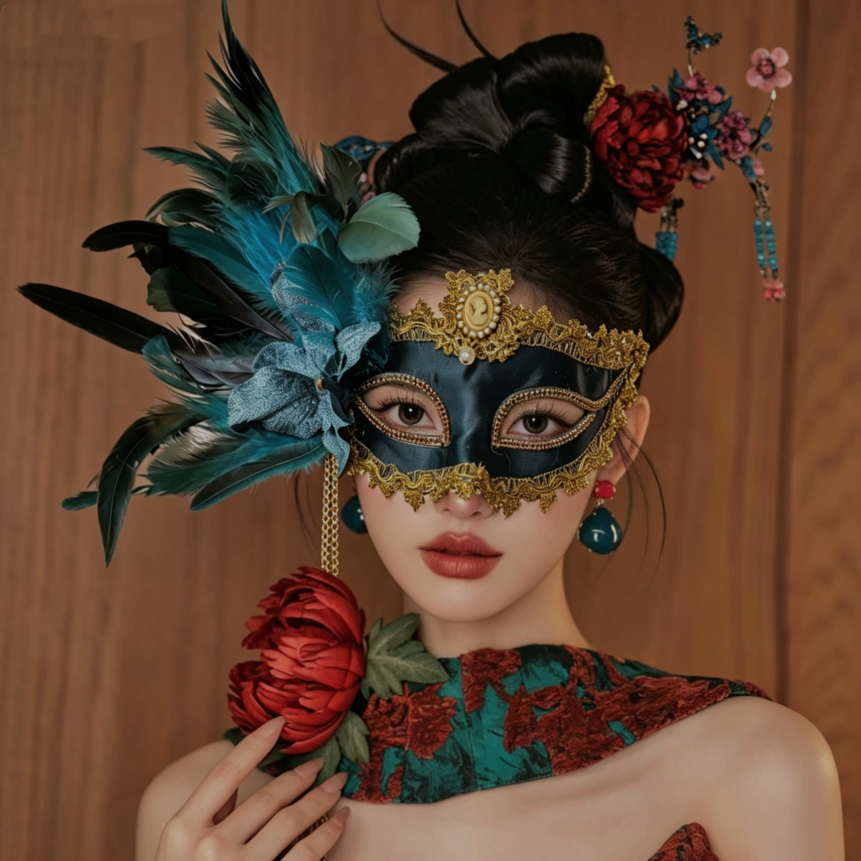 意大利威尼斯夜店羽毛超闪面具万圣节化妆舞会派对女cosplay假面