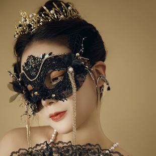 黑色性感面具半脸女直播化妆舞会派对情调主播万圣节遮面假面装饰