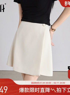 OSA欧莎【宝藏裤裙】黑色休闲高腰五分阔腿短裤女夏季2025年新款