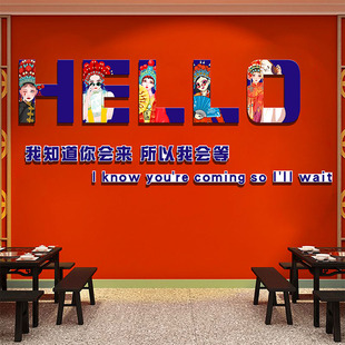 饰用品烧烤肉餐饮小吃饭店创意墙贴画 国潮风网红火锅串串店墙面装