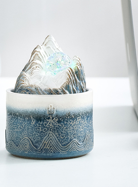 流水摆件循环水景小型不插电USB静音迷你喷泉风水轮办公桌装饰品