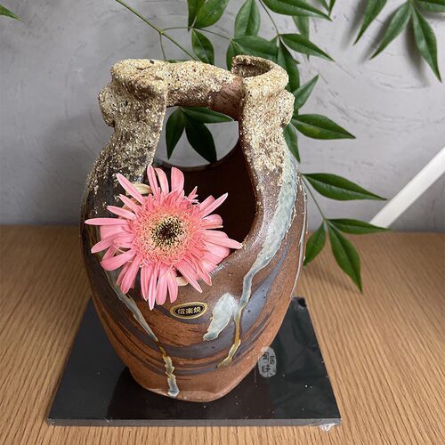 信乐烧复古手桶式陶器花瓶插花器