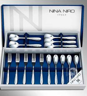 现货日本原装进口NINA NIRO西餐点心叉子咖啡勺/冰淇淋勺套装15入