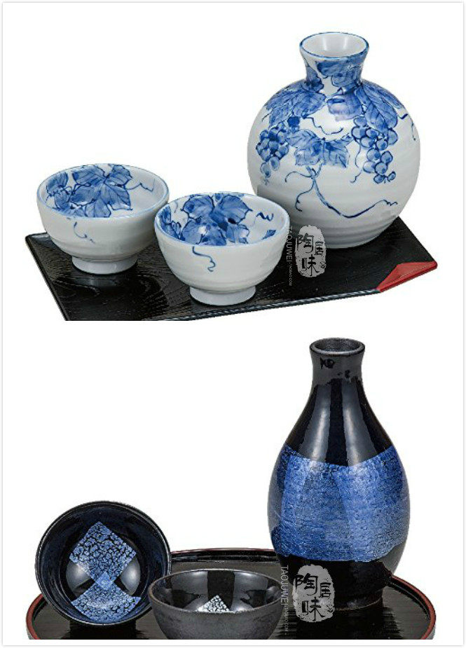 日本原装进口正品九谷烧银彩手绘日式传统酒壶1酒杯2酒具套装礼品