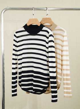 PAMIR条纹精纺羊毛针织衫 PM038