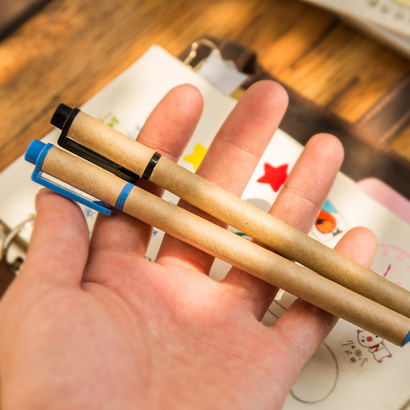 牛皮纸中性笔 简约纸笔 日式礼品笔 办公文具简约环保笔t32