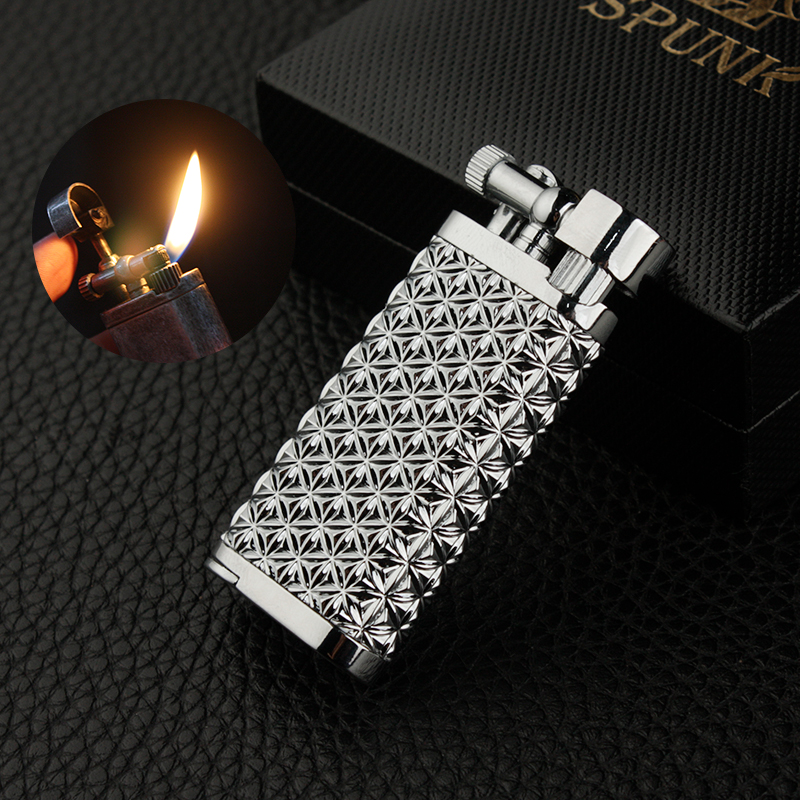 spunk锌合金烟斗斜明火打火机