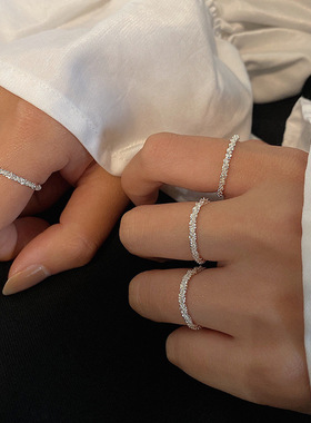 开口戒指女小众设计 满天星波光粼粼高级感2024新潮抽拉式戒指环