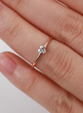 小爱心水晶优雅时尚风仿真戒指