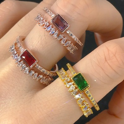 欧美时尚开口可调节钻戒戒指