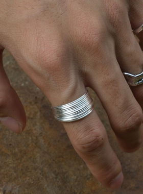 缠绕细丝戒指简单精致小众设计高级感复古多层2024年新款指环手饰