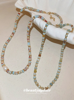 高级感珍珠算盘珠串珠项链轻奢时