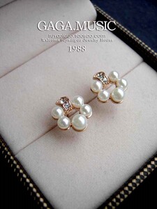 韩国优雅甜美 珍珠 耳钉 水晶耳坠耳环 饰品 女耳钉纯银针