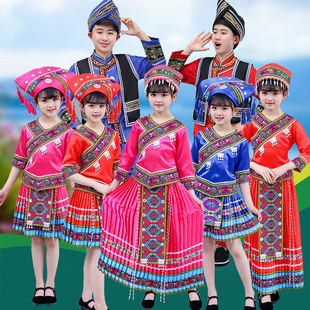 三月三少数民族服装女孩广西壮族阿昌族表演服少儿苗族舞蹈演出服