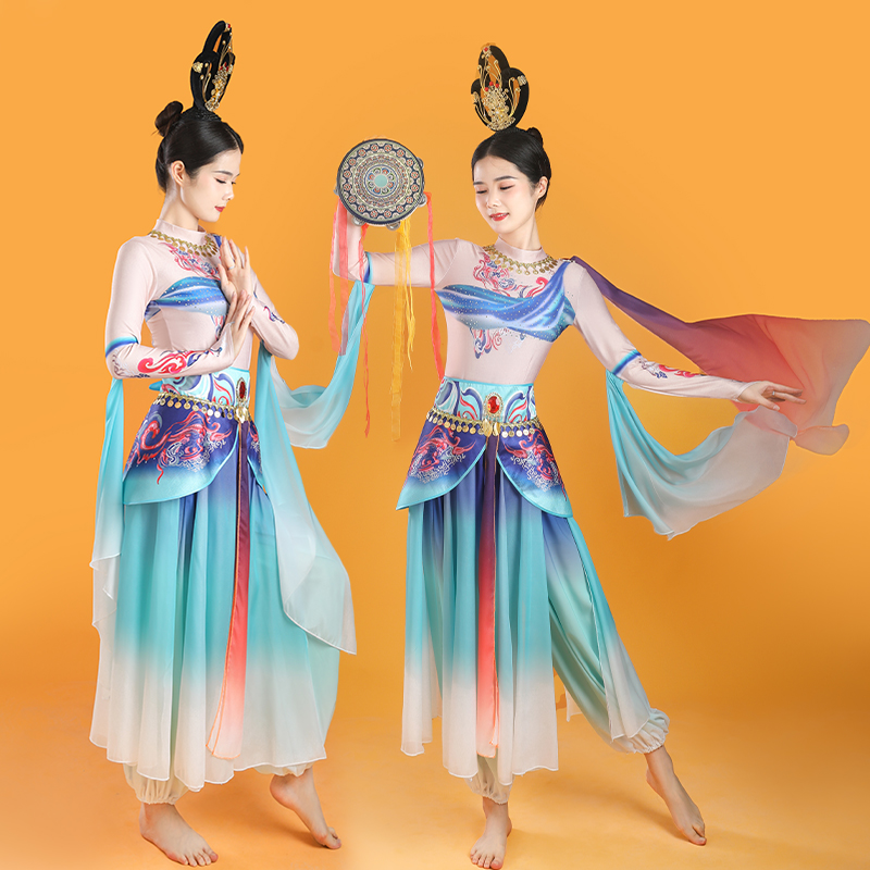 敦煌飞天舞蹈演出服女成人长袖