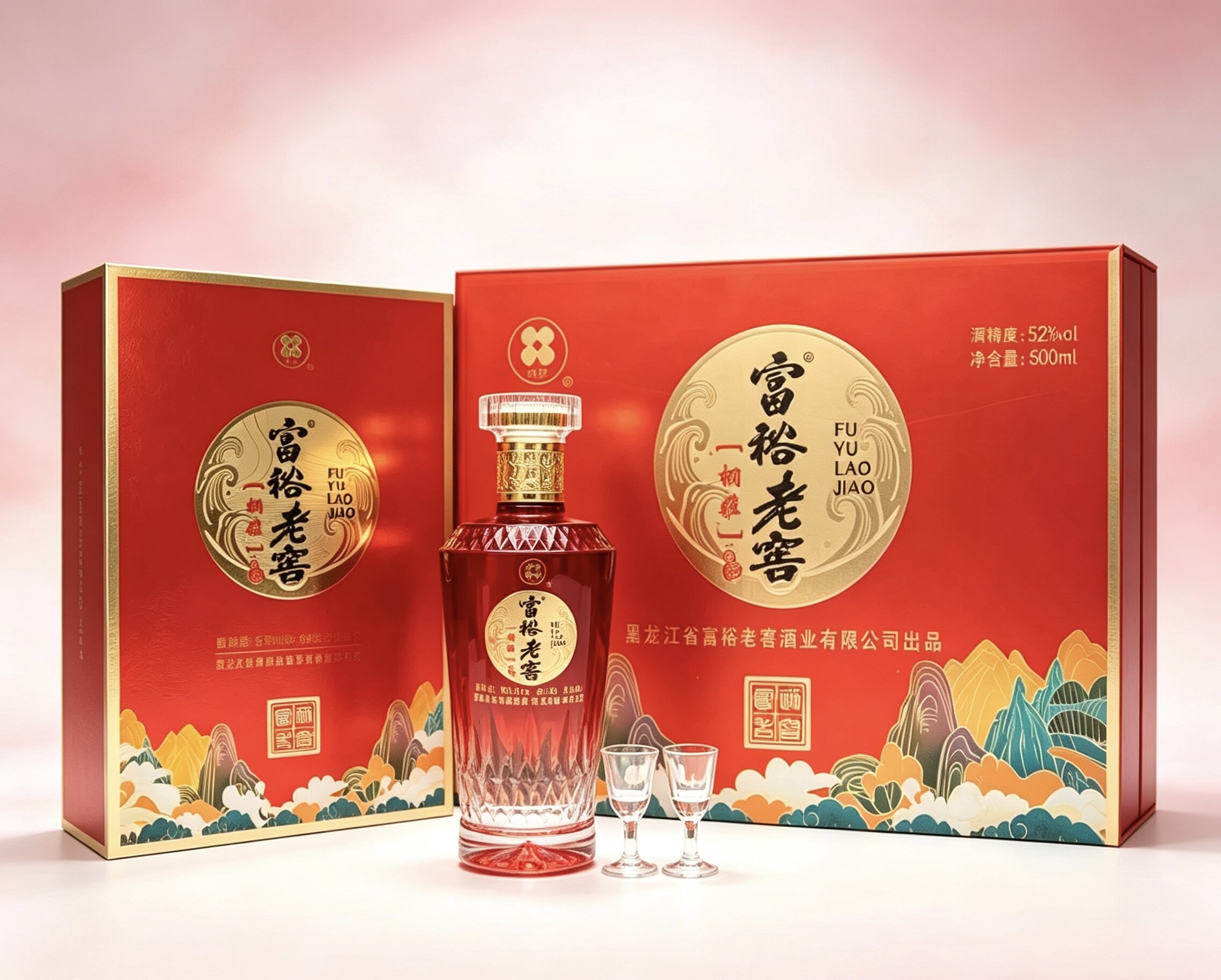 富裕老窖栩雅浓香型白酒52度500ml*4盒整箱纯粮固态优级酒水