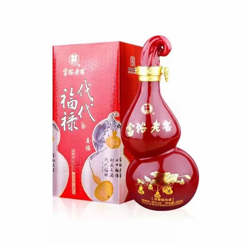 富裕老窖代代福禄浓香型礼盒白酒42度葫芦酒500ml*6瓶