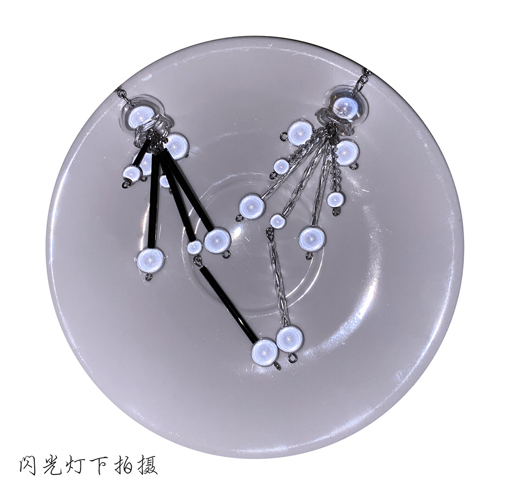 反光银色满天星原创小众设计耳饰
