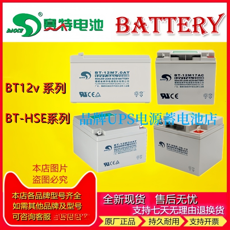 赛特蓄电池BT-12M17AC BT12M-24AT BT-HSE-38-12海湾消防主机机房