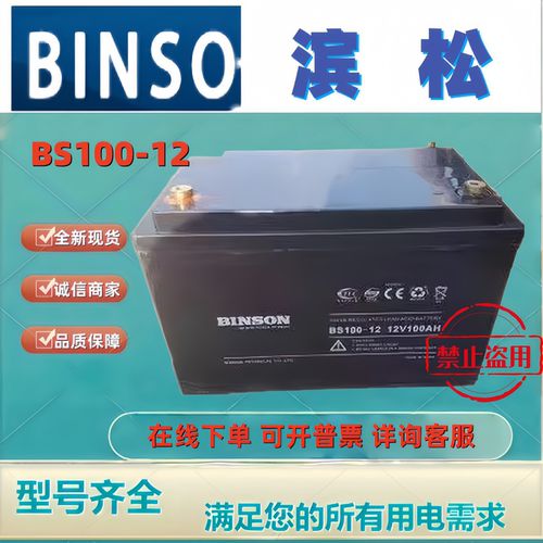 BINSON滨松蓄电池BS100-12 12V100AH免维护机房UPS消防主机电梯