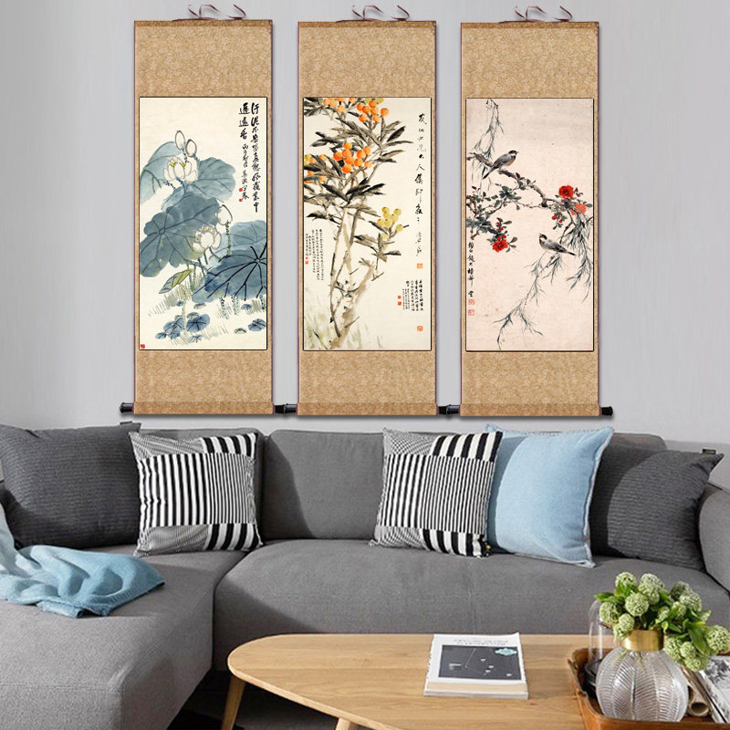谢稚柳翠竹花鸟名家花鸟字画张大千古木幽禽国画丝绸卷轴喜上眉梢
