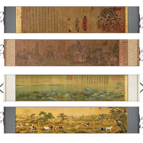 材质细腻柔软有光泽。丝绸卷轴画